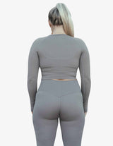 Guru Muscle Espresso Long Sleeve Crop Top, view 3