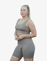 Guru Muscle Espresso Ribbed Seamless Biker Shorts, view 3