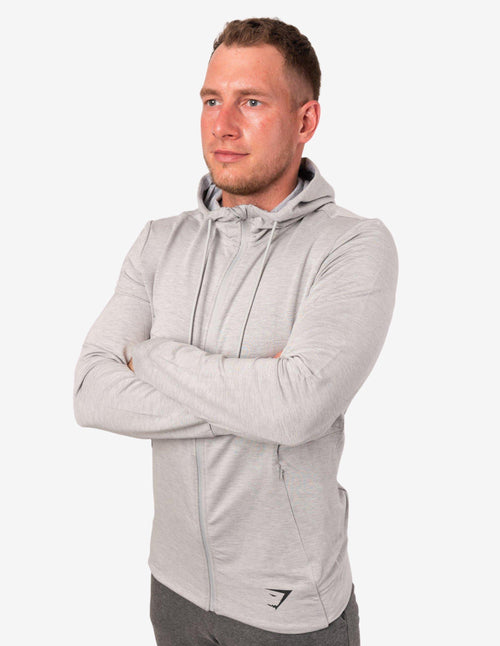Guru Muscle Essential Zip Hoodie Light Grey Marl