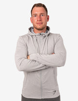 Guru Muscle Essential Zip Hoodie Light Grey Marl, view 2