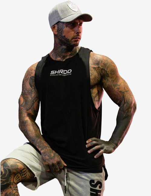 Guru Muscle Evolve Longline Muscle Tanktop - Black/ White