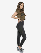 Guru Muscle Finesse Crop Tee - Army Green, view 3
