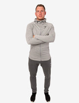 Guru Muscle FIT HOODED TOP LIGHT GREY MARL, view 2