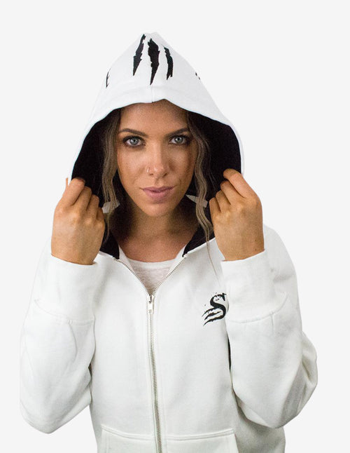 Guru Muscle Gym Hoodie - Unisex Zip up - White