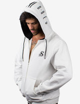 Guru Muscle Gym Hoodie - Unisex Zip up - White, view 2