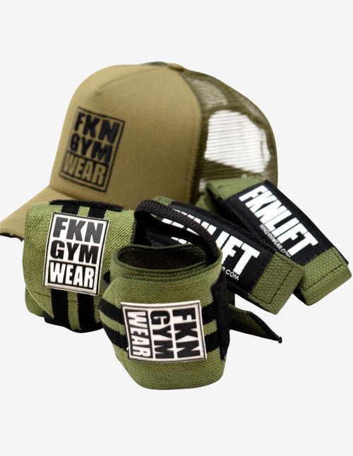Guru Muscle Gym Pack | Khaki Wraps & Straps | Khaki Cap
