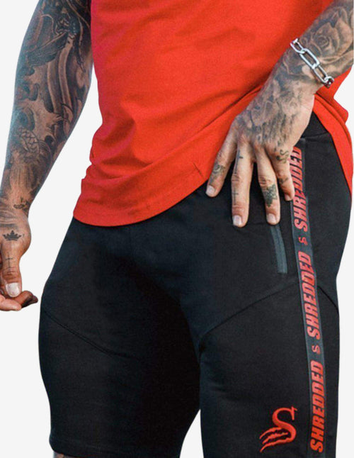 Guru Muscle GYM SHORTS - BLACK/RED