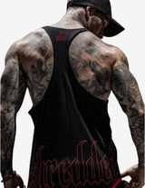 Guru Muscle HOLLOW T-BACK - gym singlet tanktop - Black/Red, view 2