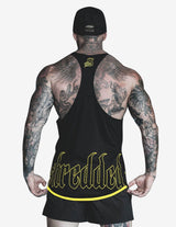Guru Muscle HOLLOW T-BACK - gym singlet tanktop - Black/Yellow, view 2