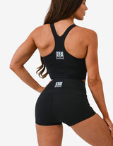 Guru Muscle HIGH WAIST GYM SHORTS | BLACK, view 3