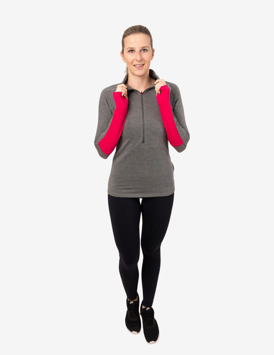 Guru Muscle IMPULSE PULLOVER CHARCOAL MARL CRANBERRY