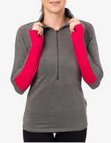 Guru Muscle IMPULSE PULLOVER CHARCOAL MARL CRANBERRY, view 3