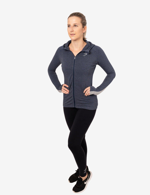 Guru Muscle Impulse Zip Hoodie - Sapphire Blue Marl/Light Grey Marl
