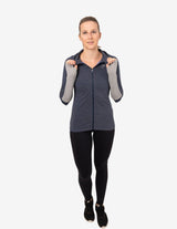 Guru Muscle Impulse Zip Hoodie - Sapphire Blue Marl/Light Grey Marl, view 2