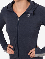 Guru Muscle Impulse Zip Hoodie - Sapphire Blue Marl/Light Grey Marl, view 3