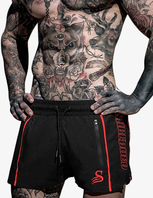 Guru Muscle Quads Lifting Shorts - Black / Red