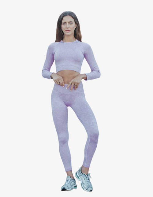 Guru Muscle Lilac Ribbed Seamless Leggings