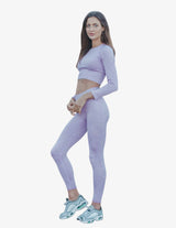 Guru Muscle Lilac Ribbed Seamless Leggings, view 3