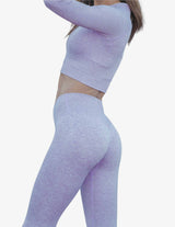 Guru Muscle Lilac Ribbed Seamless Leggings, view 4