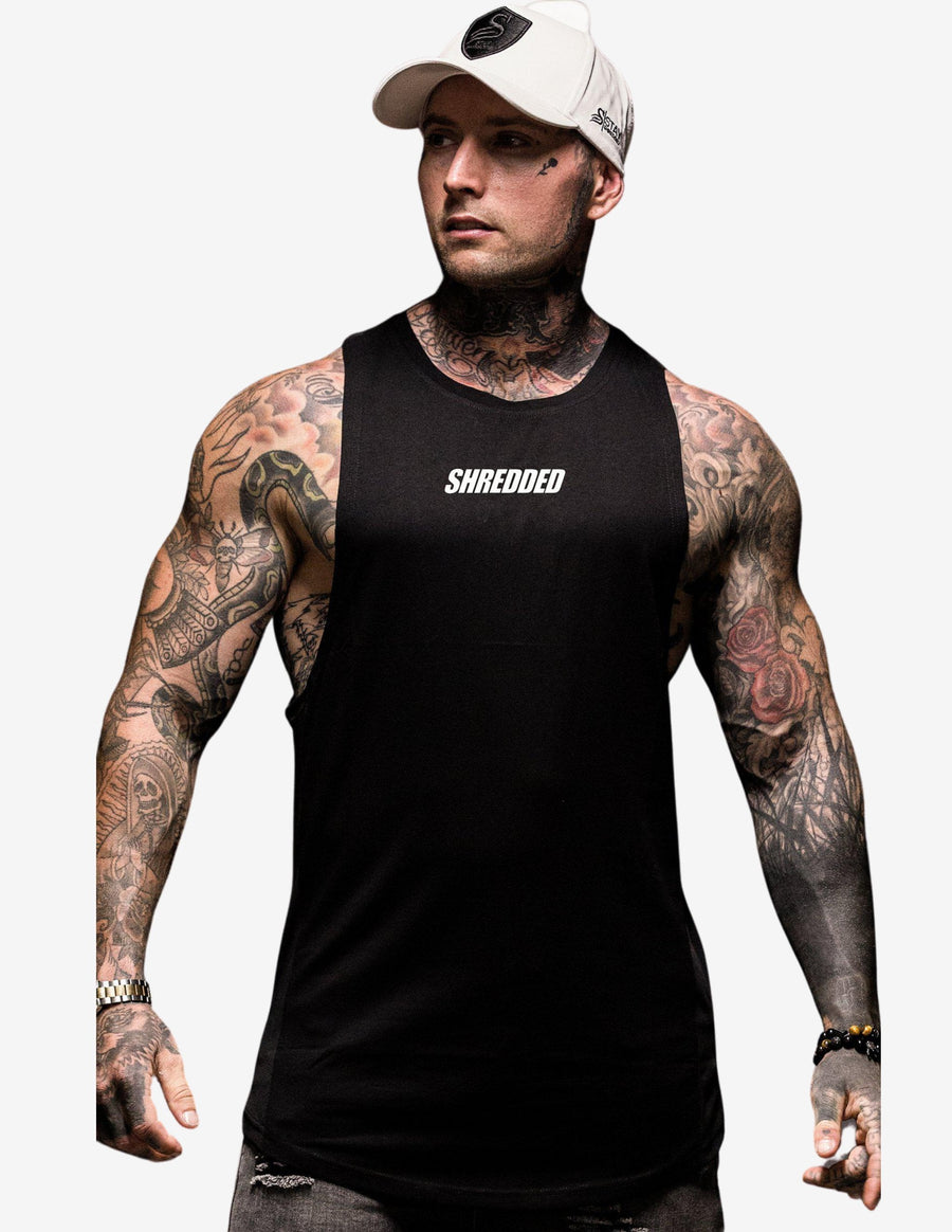 Guru Muscle Longline Muscle Tank top - Black / White