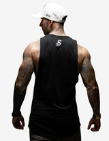 Guru Muscle Longline Muscle Tank top - Black / White, view 2