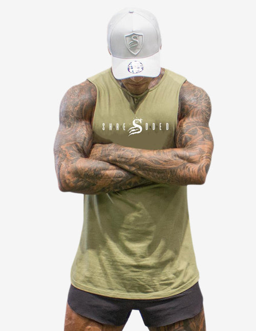 Guru Muscle Longline Muscle Tank - Khaki