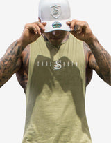 Guru Muscle Longline Muscle Tank - Khaki, view 2