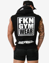 Guru Muscle MEN'S GYM HOODIE | ZIP-UP SLEEVELESS | BLACK, view 2