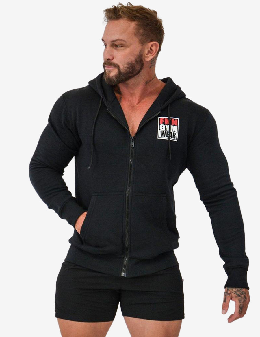 Guru Muscle MEN'S GYM HOODIE | ZIP-UP | BLACK