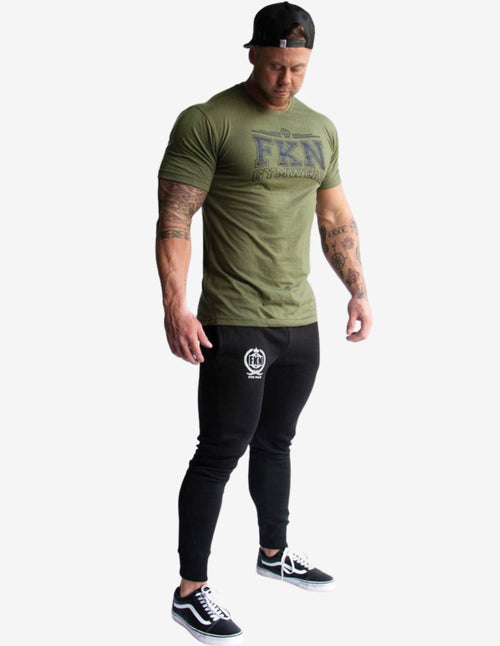 Guru Muscle Men's Gym T-Shirt | Varsity | Khaki