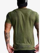 Guru Muscle Men's Gym T-Shirt | Varsity | Khaki, view 3