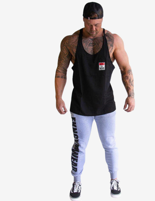 Guru Muscle MEN'S GYM SINGLET | CLASSIC | BLACK