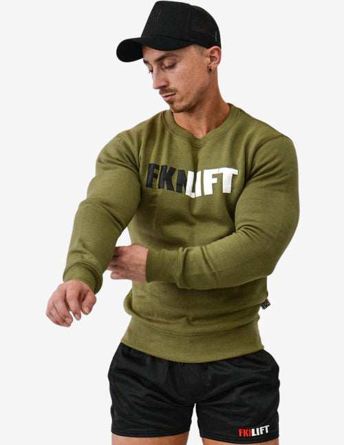 Guru Muscle Men's Gym Sweater | FKNLIFT | Khaki