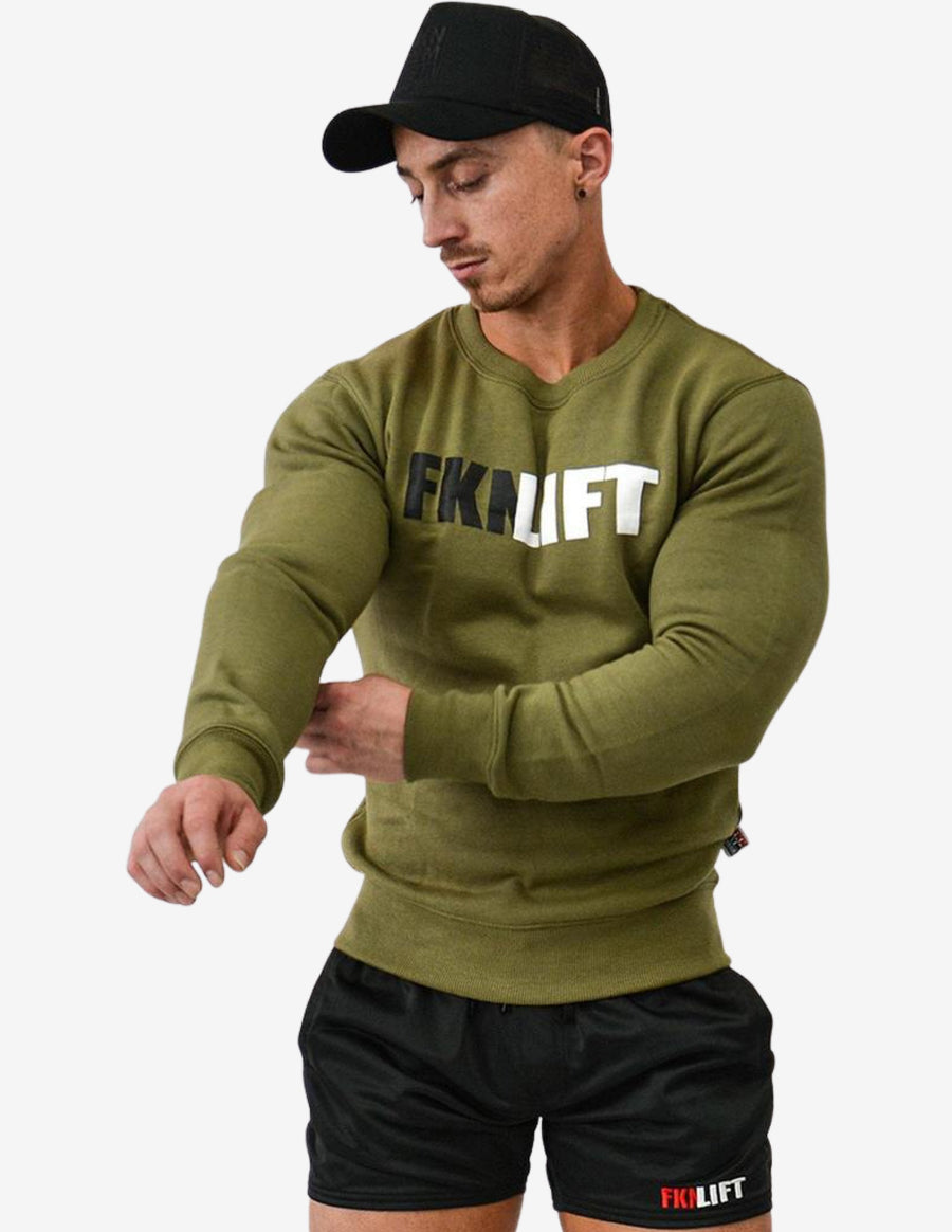 Guru Muscle Men's Gym Sweater | FKNLIFT | Khaki