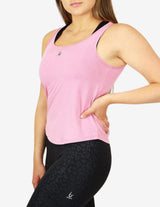 Guru Muscle Open Back Tank Pink, view 3