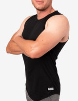 Guru Muscle Perforated Longline Tank Black, view 3
