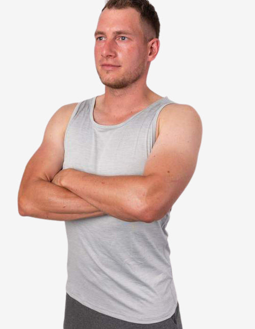 Guru Muscle Perforated Longline Tank Light Grey