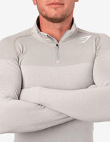 Guru Muscle PHANTOM SEAMLESS 1/4 ZIP PULLOVER LIGHT GREY MARL, view 2