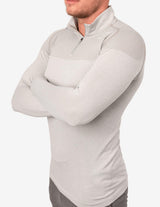 Guru Muscle PHANTOM SEAMLESS 1/4 ZIP PULLOVER LIGHT GREY MARL, view 3