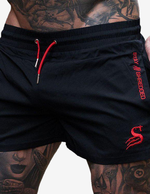 Guru Muscle Quads Lifting Shorts - BLACK/RED