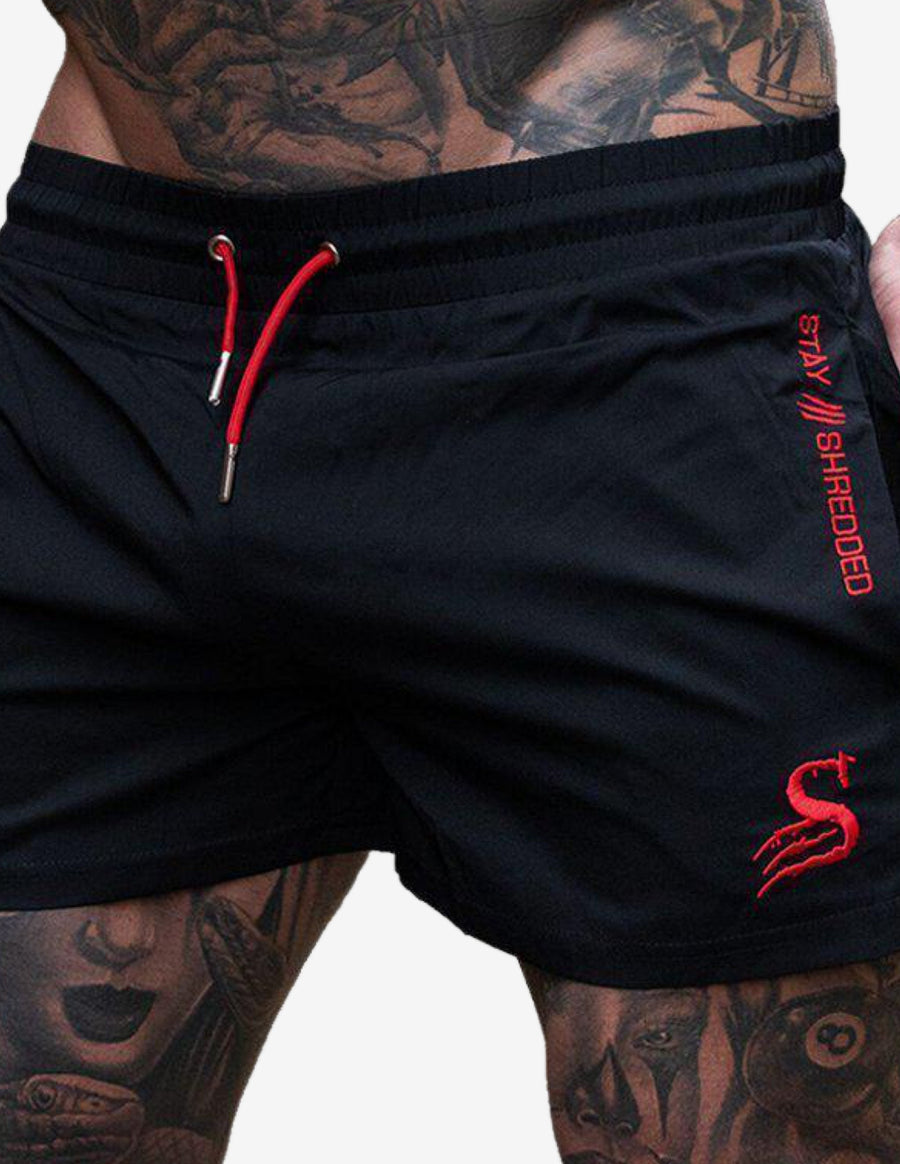 Guru Muscle Quads Lifting Shorts - BLACK/RED