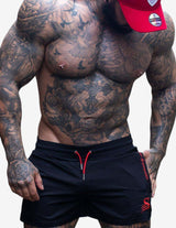 Guru Muscle Quads Lifting Shorts - BLACK/RED, view 2