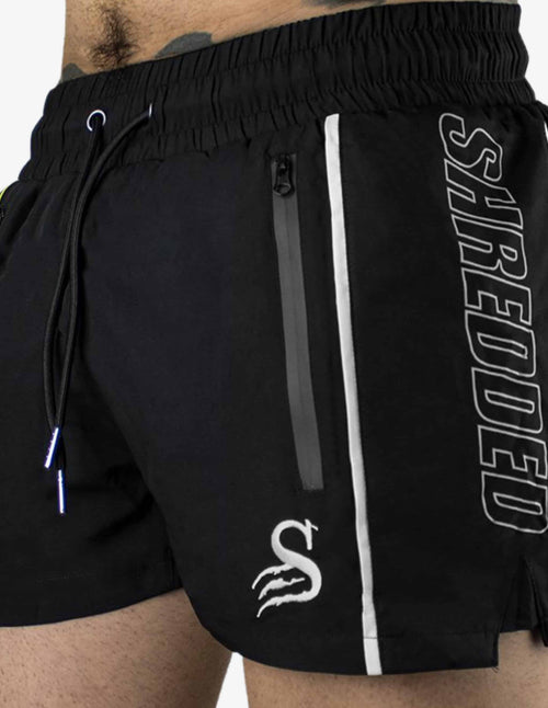 Guru Muscle Quads Lifting Gym Shorts - Black / White