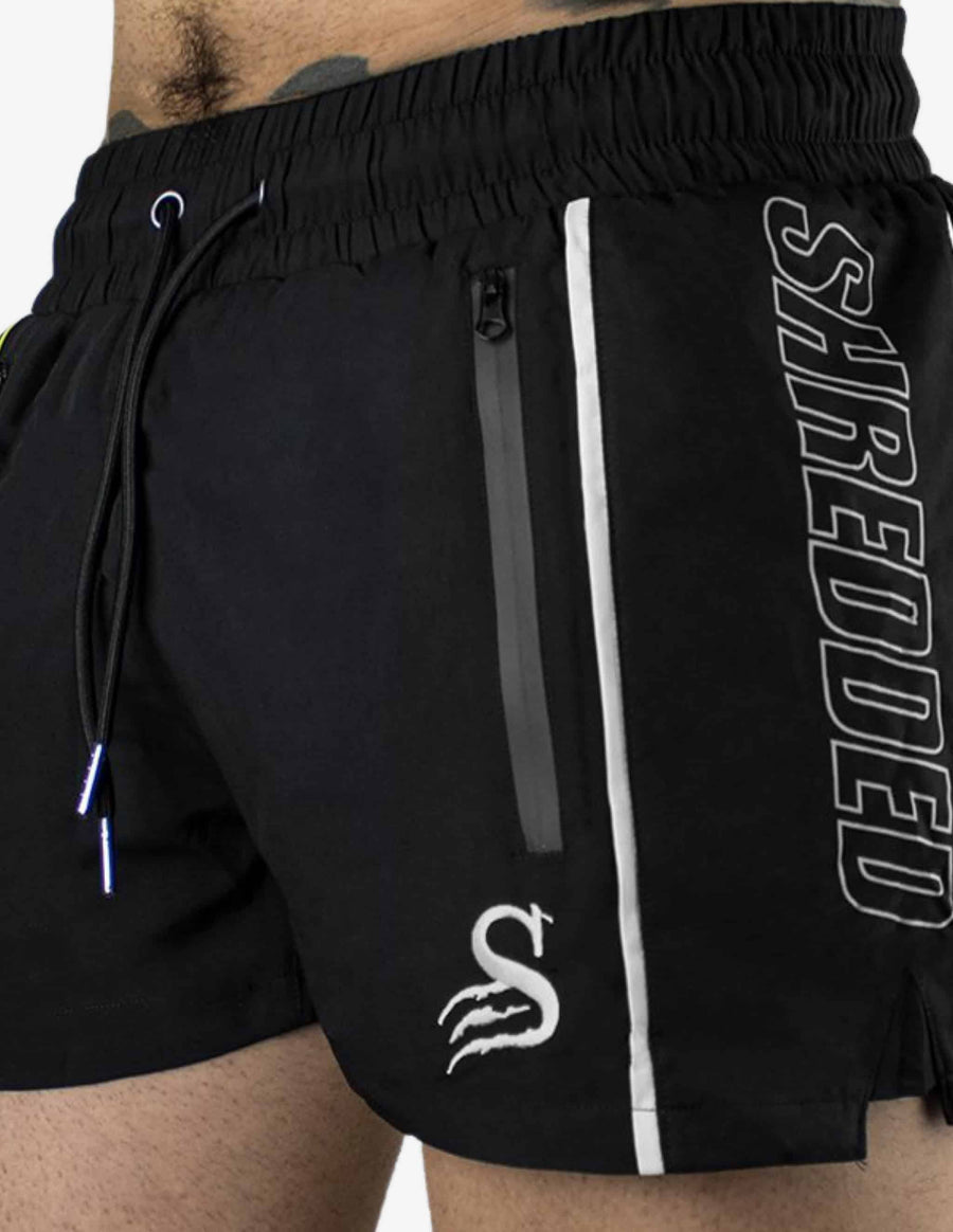 Guru Muscle Quads Lifting Gym Shorts - Black / White