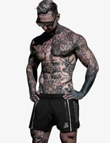 Guru Muscle Quads Lifting Gym Shorts - Black / White, view 3