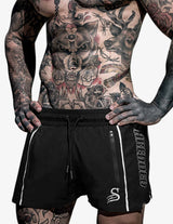 Guru Muscle Quads Lifting Gym Shorts - Black / White, view 5