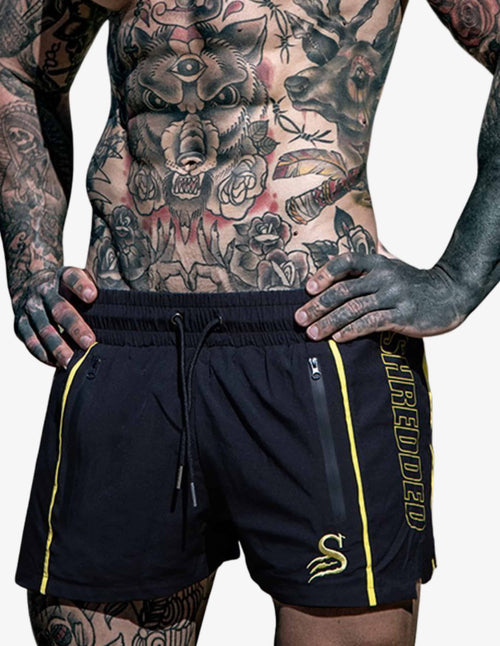 Guru Muscle Quads Surge Lifting Shorts - Black / Yellow