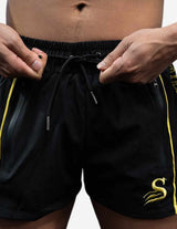 Guru Muscle Quads Surge Lifting Shorts - Black / Yellow, view 6