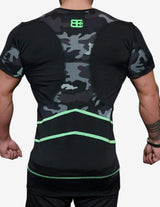 Guru Muscle Renzo Performance Shirt – Black & ACID GREEN, view 2