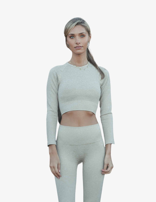 Guru Muscle Sand Seamless Long Sleeve Crop